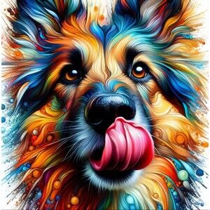 German Shepherd greeting card 5 x 7 on linen paper blank card